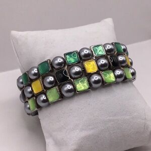 Vintage 3 Row Beads & Colors of the Ocean Square Gems